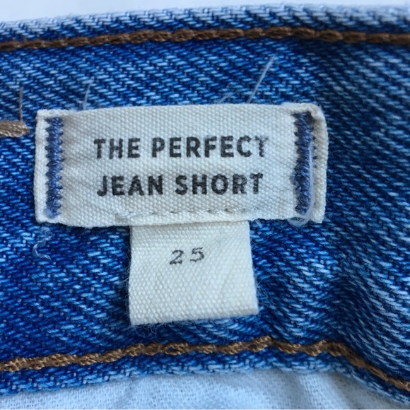 Madewell The Perfect Blue Denim Jean Short Distressed Raw Hem Size 25 - Picture 7 of 14